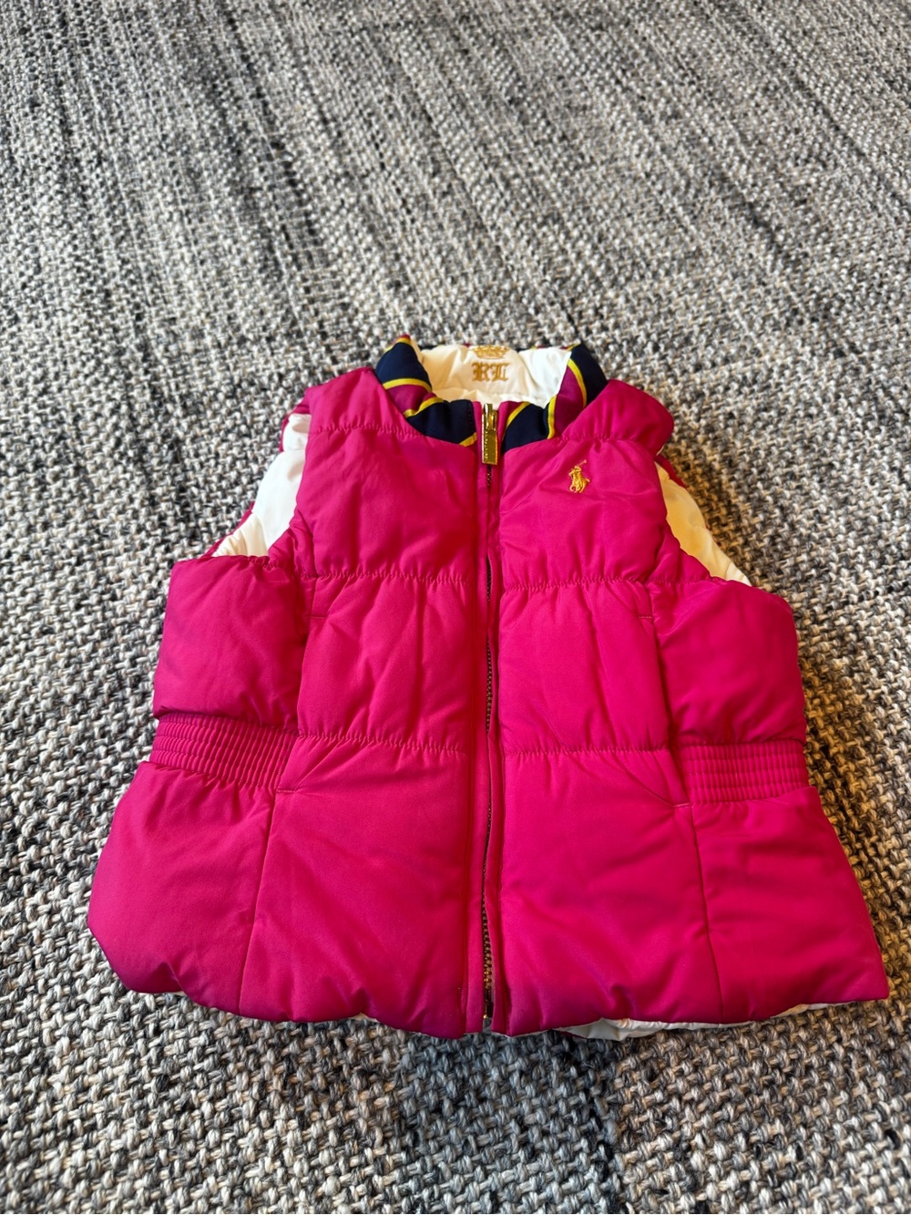 Ralph Lauren Reversible Quilted Puffer Vest with Navy Trim